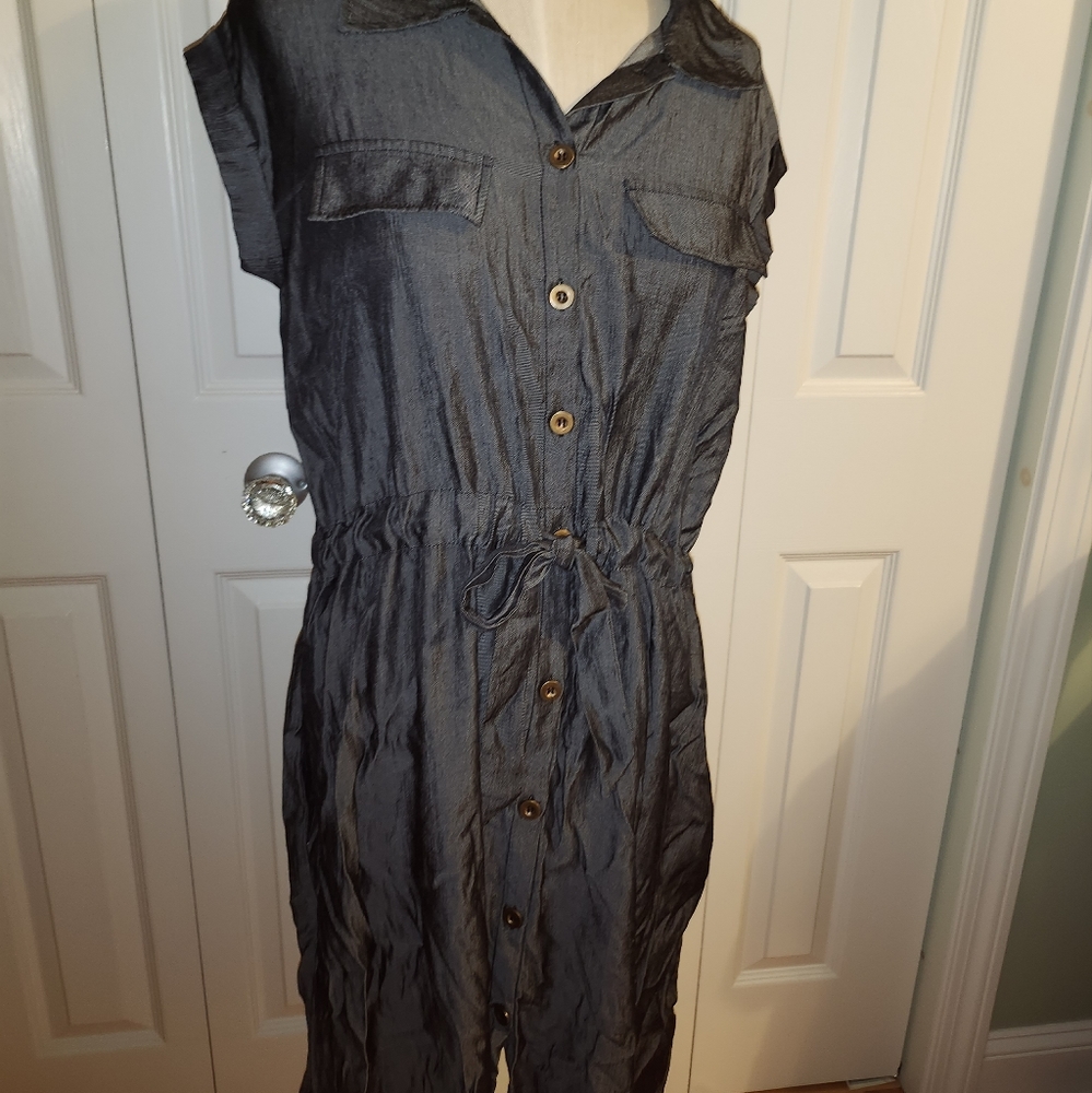 LuLaRoe Stacie Black Denim Button-Front Midi Dress
